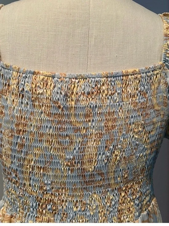 NWOT Dizzy Lizzy Light Blue and Yellow Tie-Front Puff-Sleeve Dress Never Worn - Picture 6 of 12